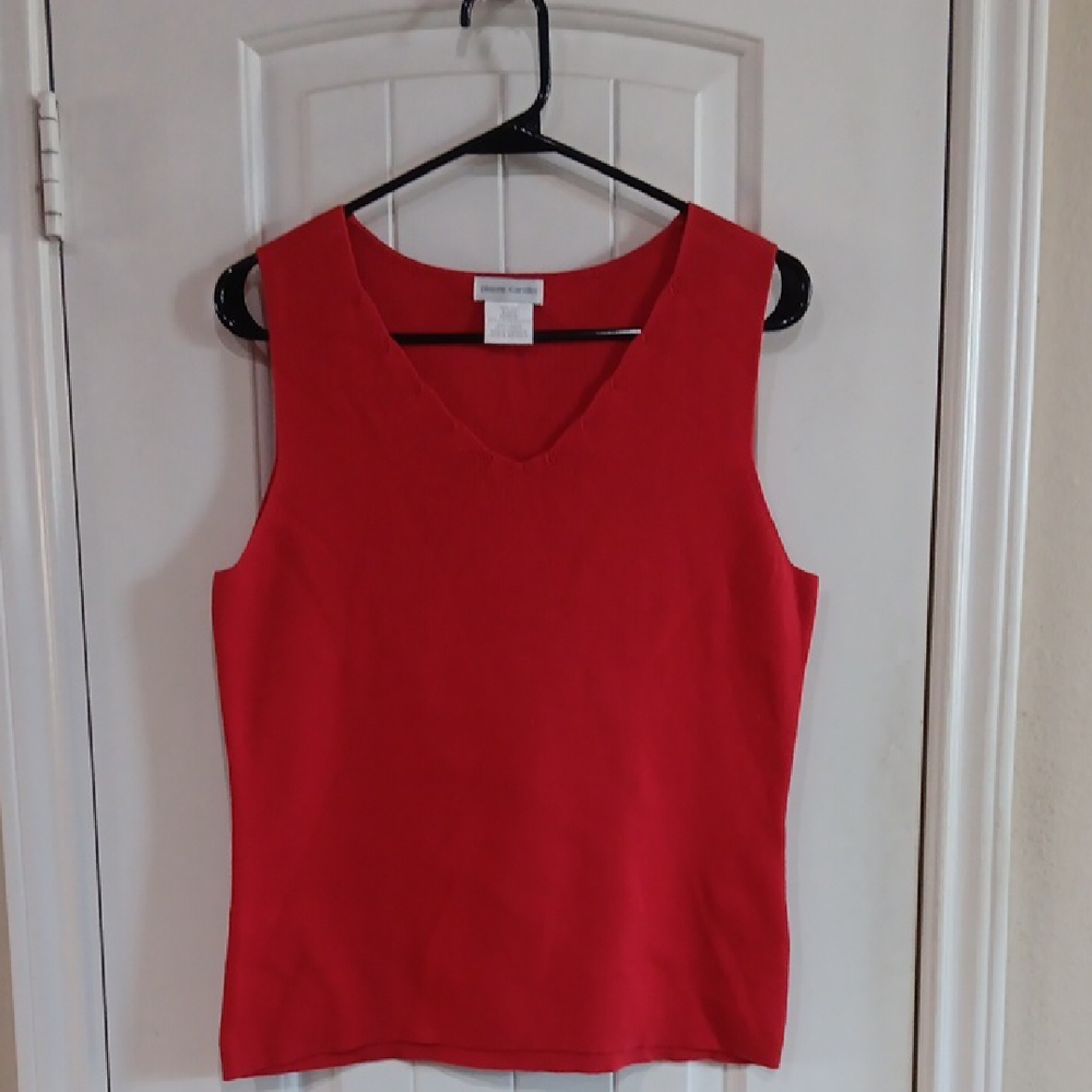 Pierre Cardin Bold Red Roushed Neckline Vtg Tank Top